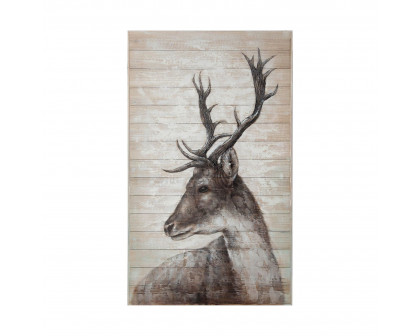 Mercana - White Tail 36x60 Deer Original Hand Painted on Wood Oil Painting