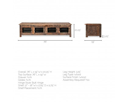 Mercana - Wilton Media Console in Rustic, Wood/Metal