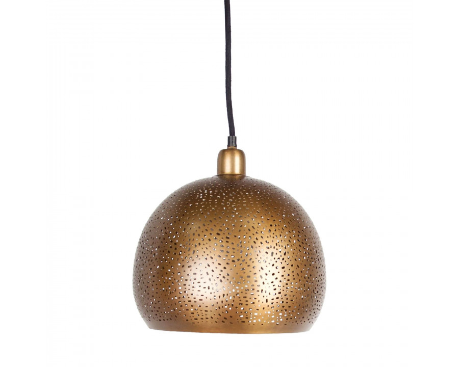 Mercana - Dalmeny II Gold Perforated Metal Dome Pendant Light