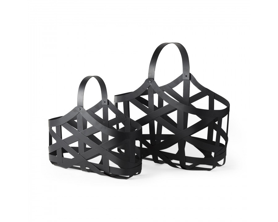 Mercana - Tyrell Black Iron Metal Baskets (Set of 2)