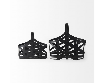 Mercana - Tyrell Black Iron Metal Baskets (Set of 2)