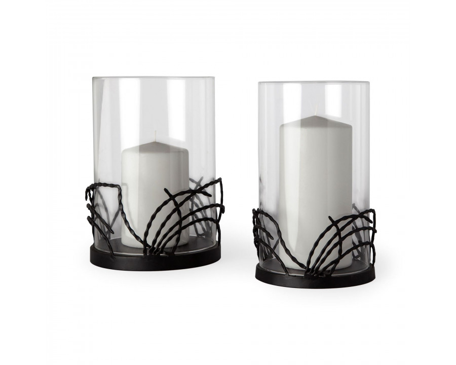 Mercana - Cutlass I Black Metal Base Table Candle Holders (Set of 2)