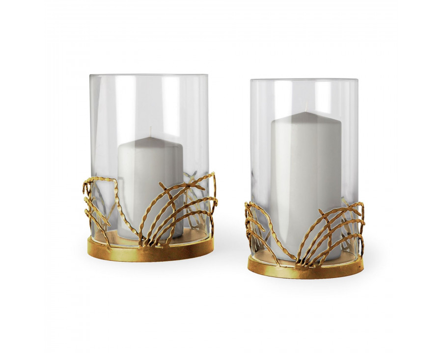 Mercana - Cutlass II Gold Toned Metal Base Table Candle Holders (Set of 2)