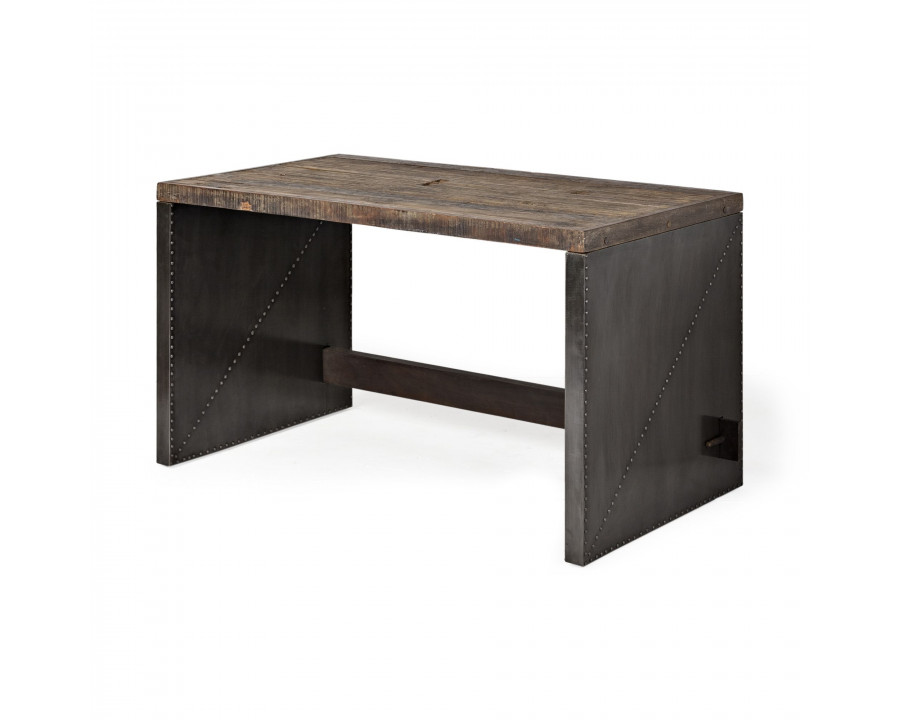 Mercana - Orwell Brown Wood Top Metal Cladded Frame Office Desk