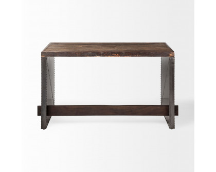 Mercana - Orwell Brown Wood Top Metal Cladded Frame Office Desk