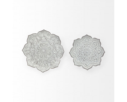 Mercana - Miranda Stamped Metal Lotus Flower Wall Decor (Set of 2)