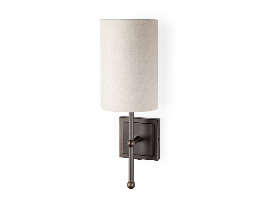 Mercana - Bourgeois II 9x16 White Fabric Shade Brown Metal Base Wall Sconce