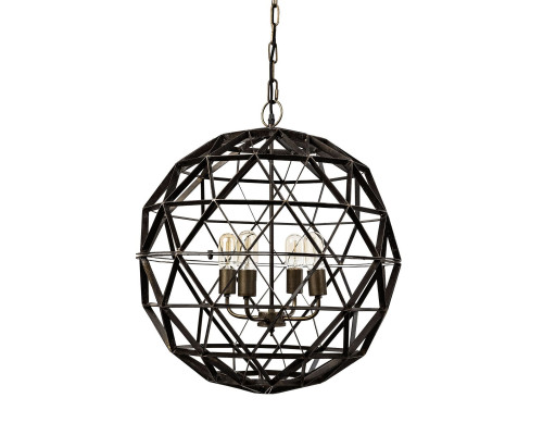 Mercana - Dyson II Black Metal Triangular Orb Four Bulb Chandelier