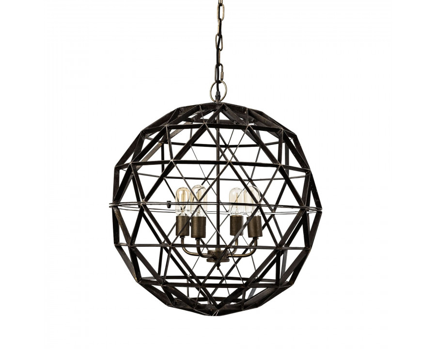 Mercana - Dyson II Black Metal Triangular Orb Four Bulb Chandelier