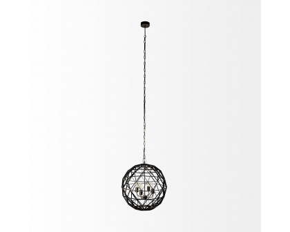 Mercana - Dyson II Black Metal Triangular Orb Four Bulb Chandelier