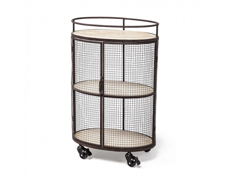 Mercana - Saluti Oval Bar Cart with 3 Wood Shelves