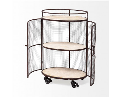 Mercana - Saluti Oval Bar Cart with 3 Wood Shelves