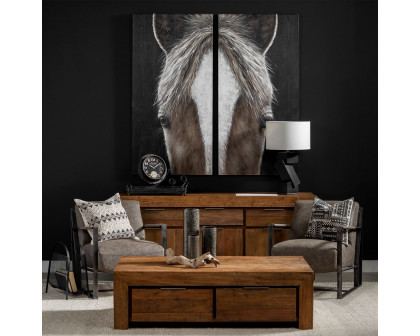 Mercana - Equus Diptych 60x60 Horse Original Hand Painted on Wood Oil Painting