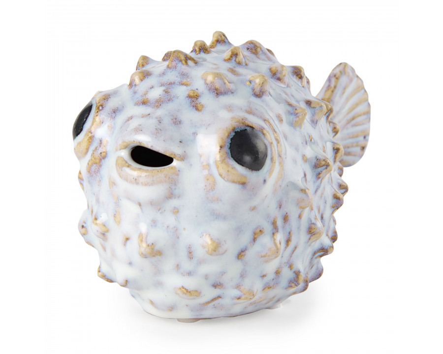 Mercana Spike I Small 8L x 4W Ceramic Puffer Fish - White