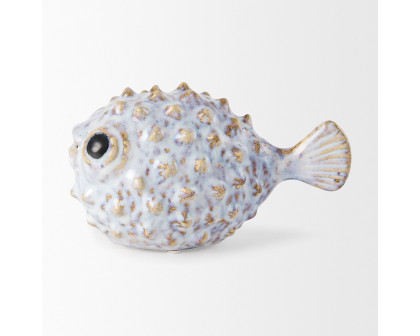 Mercana Spike I Small 8L x 4W Ceramic Puffer Fish - White