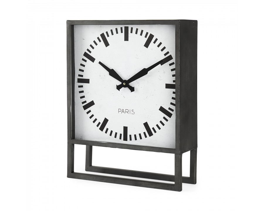 Mercana - Felix Gray Metal Square Table Clock