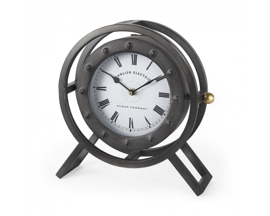 Mercana - Gaston Gray Metal Circular Table Clock