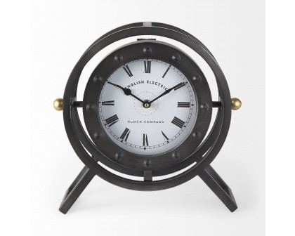 Mercana - Gaston Gray Metal Circular Table Clock