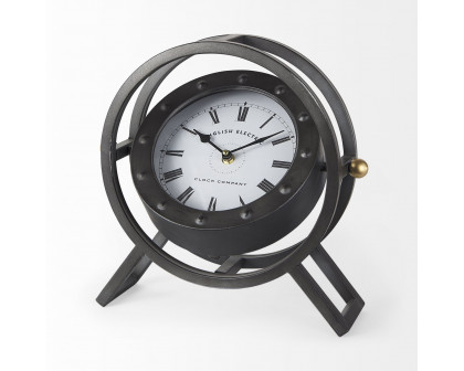 Mercana - Gaston Gray Metal Circular Table Clock