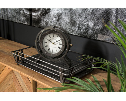 Mercana - Gaston Gray Metal Circular Table Clock