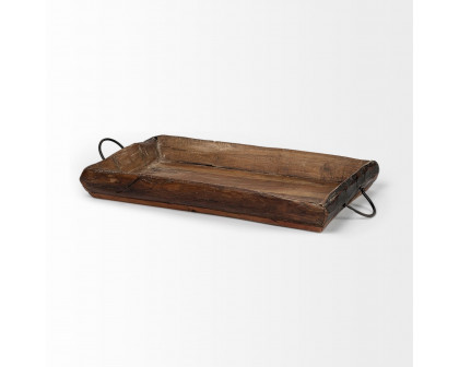 Mercana - Durone Brown Wooden Live Edge Serving Trays (Set of 2)