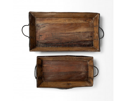 Mercana - Durone Brown Wooden Live Edge Serving Trays (Set of 2)