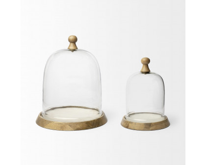 Mercana - Campana I Small Wooden/White Marble Base Glass Cloche