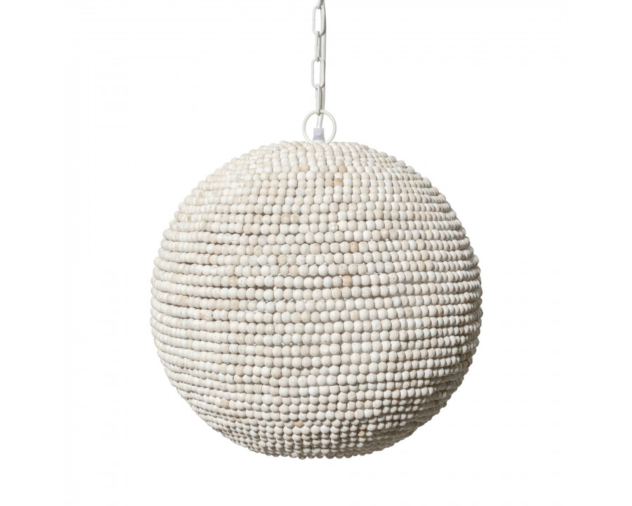 Mercana - Theta White-Washed Wood Beaded Pendant Light