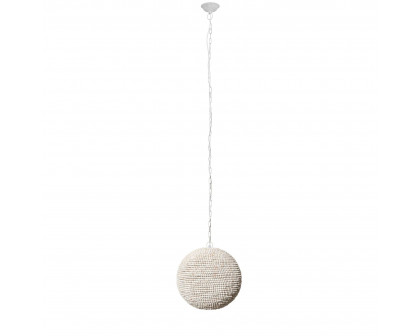 Mercana - Theta White-Washed Wood Beaded Pendant Light