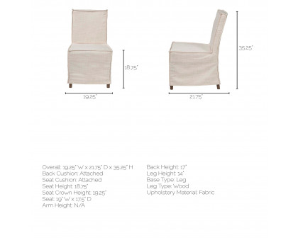 Mercana Elbert I Armless Dining Chair - Cream