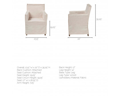 Mercana Elbert II Square Arms Dining Chair - Cream