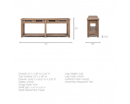 Mercana - Harrelson III Brown Wood 4 Drawer Console Table