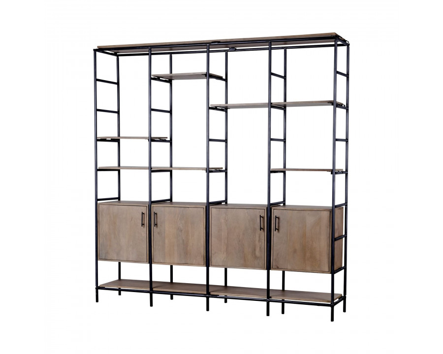 Mercana - Darius Medium Brown Wood and Metal Multi-Shelf Shelving Unit