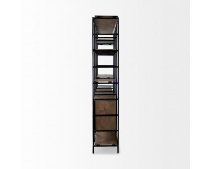 Mercana - Darius Medium Brown Wood and Metal Multi-Shelf Shelving Unit