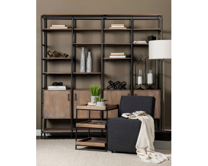 Mercana - Darius Medium Brown Wood and Metal Multi-Shelf Shelving Unit