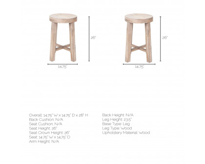 Mercana Brahma 26" Counter Stool - Whitewash