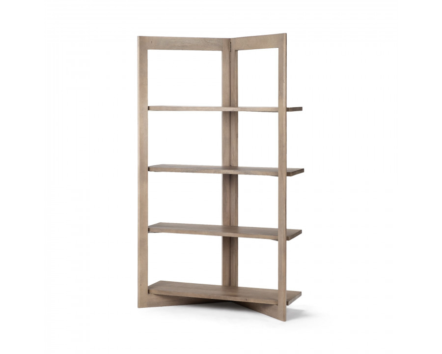 Mercana - Turnbull I Light Brown Wood 4 Shelf Shelving Unit