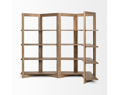 Mercana - Turnbull I Light Brown Wood 4 Shelf Shelving Unit