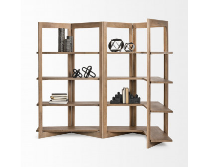 Mercana - Turnbull I Light Brown Wood 4 Shelf Shelving Unit