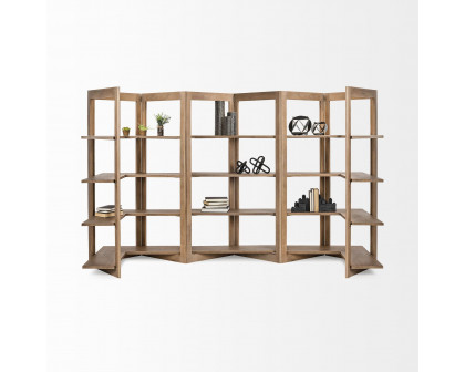 Mercana - Turnbull I Light Brown Wood 4 Shelf Shelving Unit