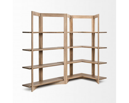 Mercana - Turnbull I Light Brown Wood 4 Shelf Shelving Unit