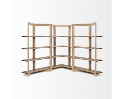 Mercana - Turnbull I Light Brown Wood 4 Shelf Shelving Unit