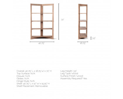 Mercana - Turnbull I Light Brown Wood 4 Shelf Shelving Unit