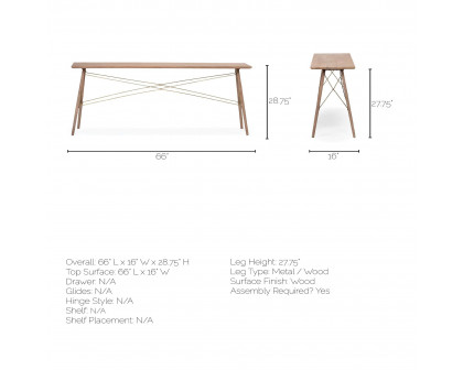 Mercana - Kirby I Brown Wooden Cross Braced Console Table