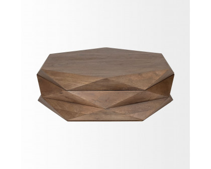 Mercana Arreto 48" Hexagonal Coffee Table - Brown, Wood