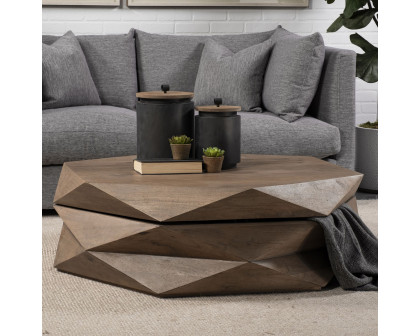 Mercana Arreto 48" Hexagonal Coffee Table - Brown, Wood