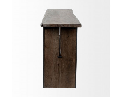 Mercana - Ledger II Live-Edge Wooden Brown Console Table