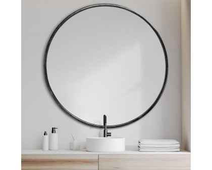 Mercana Piper Metal Round Wall Mirror - Black, Large