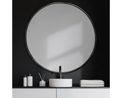 Mercana Piper Metal Round Wall Mirror - Black, Large