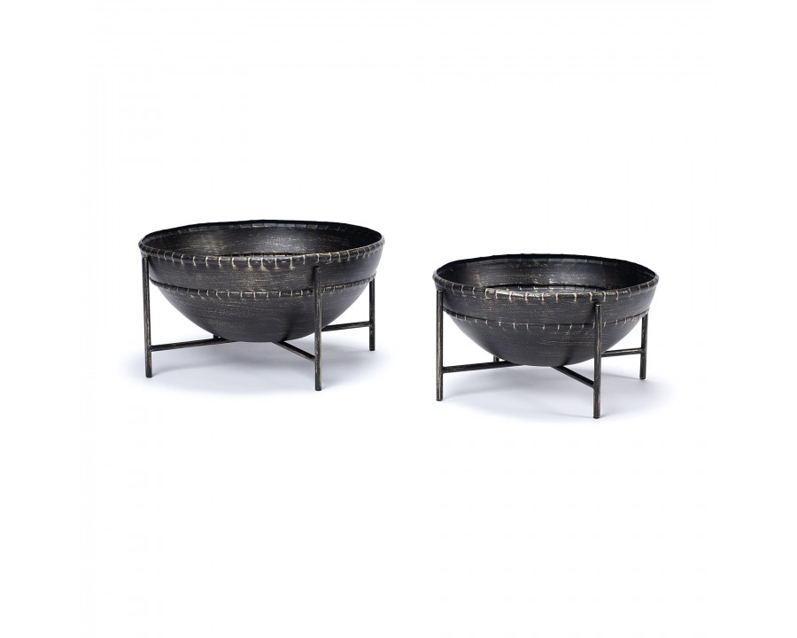 Mercana - Cauldron Brown Metal Bowls (Set of 2)